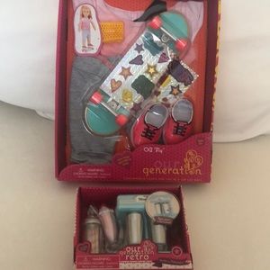 Our Generation NIOB. Skateboard set and Retro Make a Milkshake set
